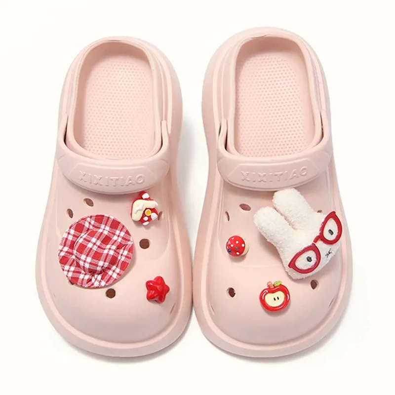 Miniso – chaussures à trous, accessoires de bijoux à faire soi-même, lapin en peluche, fleur, chat en acrylique, résine à dos plat, boucle de chaussure décorative pour pomme, 2/5 pièces