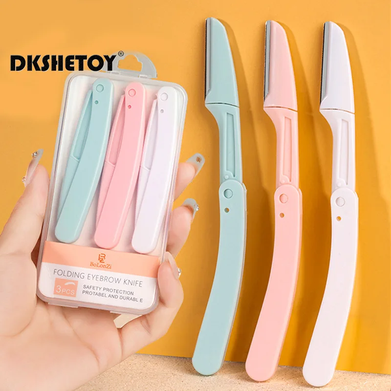 1-3pcs Eyebrow Trimmer Facial Epilators for Women Pocketknife Eyebrow Profiler Hair Remover for Ladies Face Eyebrow Shape Shaver