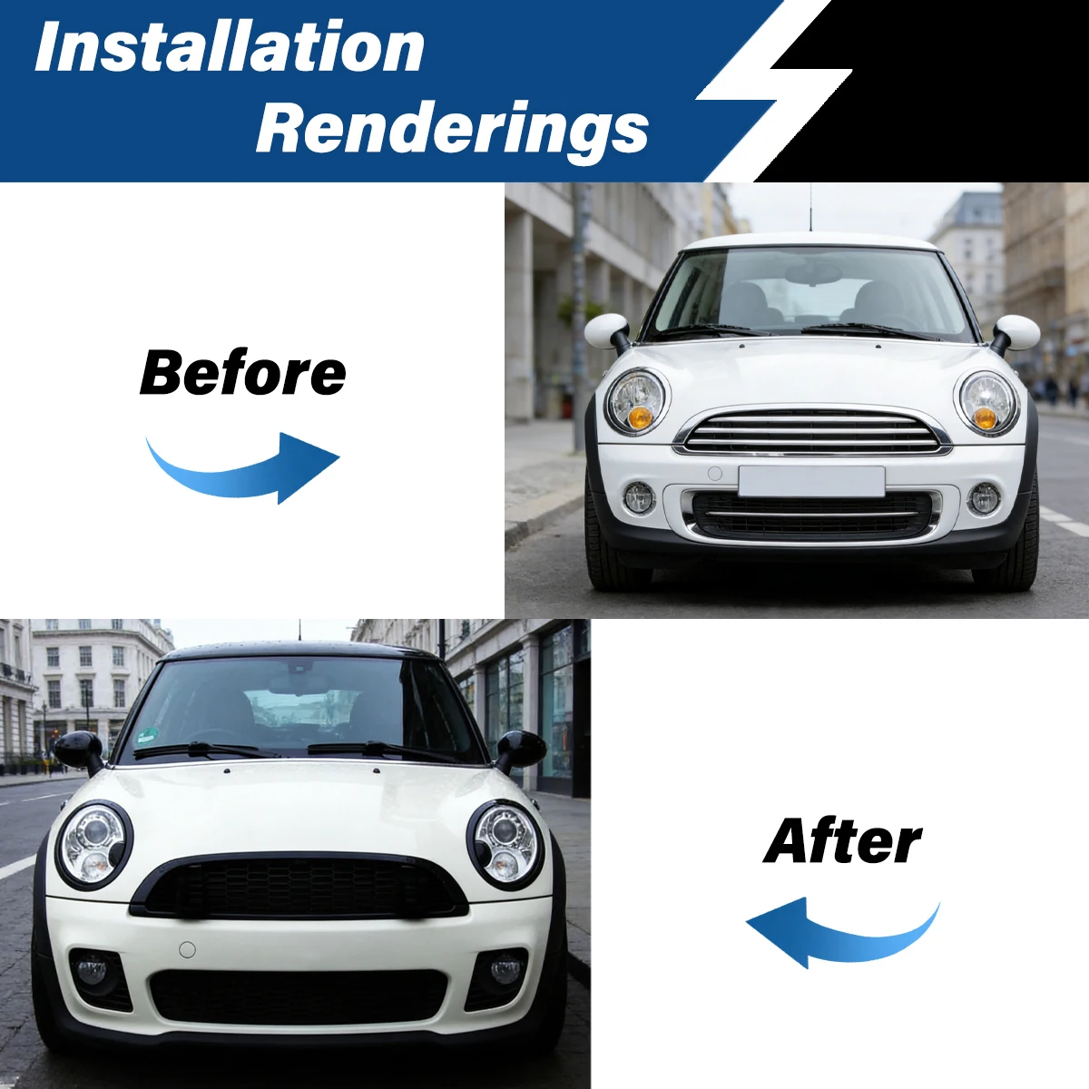 For Mini Cooper R55 R56 R57 2007 2008 2009 2010 2011 2012 2013 2014 2015 Automobile Front Rear Headlight Eyelid Frame Body Kit