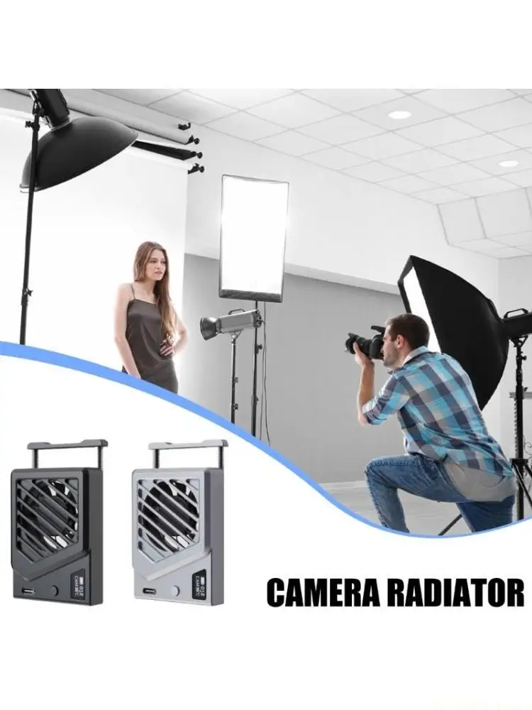 E56B Camera Cooling Fan Spring Telescopic Mounting Adjustable Intelligent Cooling Fan Monitoring with Type C Charging Port