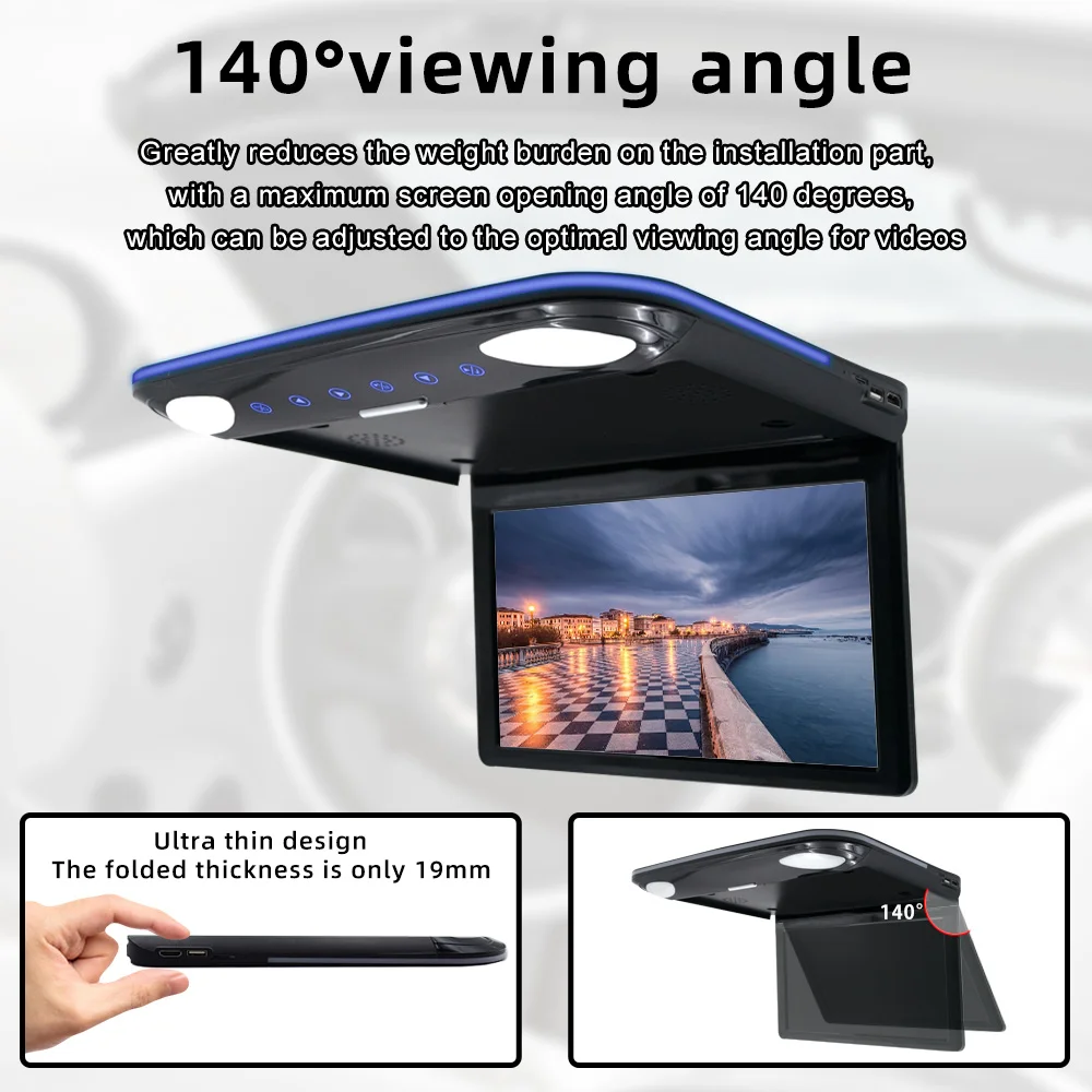 11.6 Inch Ultra-thin MP5 Car Roof Ceiling Filp Down  8 Core 2+32G Android 12  with WIFI Google YouTube USB Remote Control