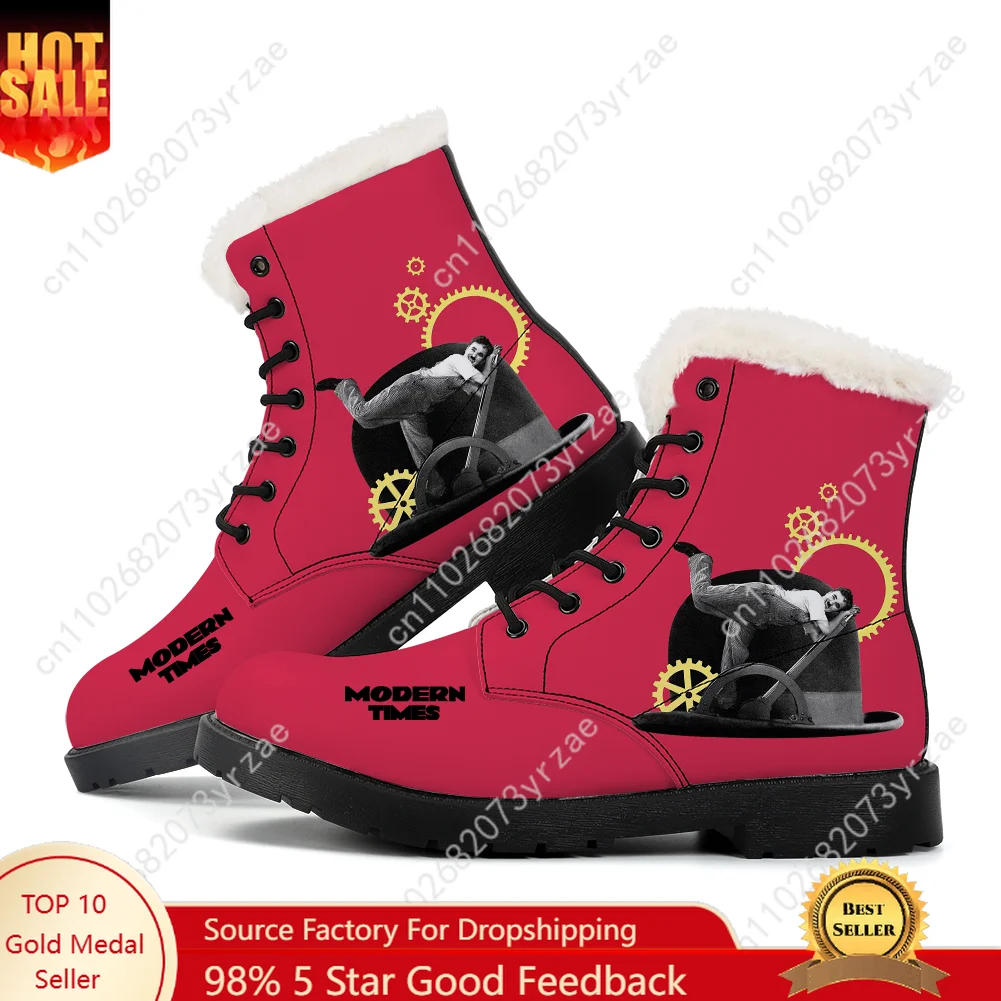 

Modern Times Plush Boot Mens Womens Teenager Casual Shoe Outdoor Warm Boot High Quality Personalized Pattern Custom Made Shoes