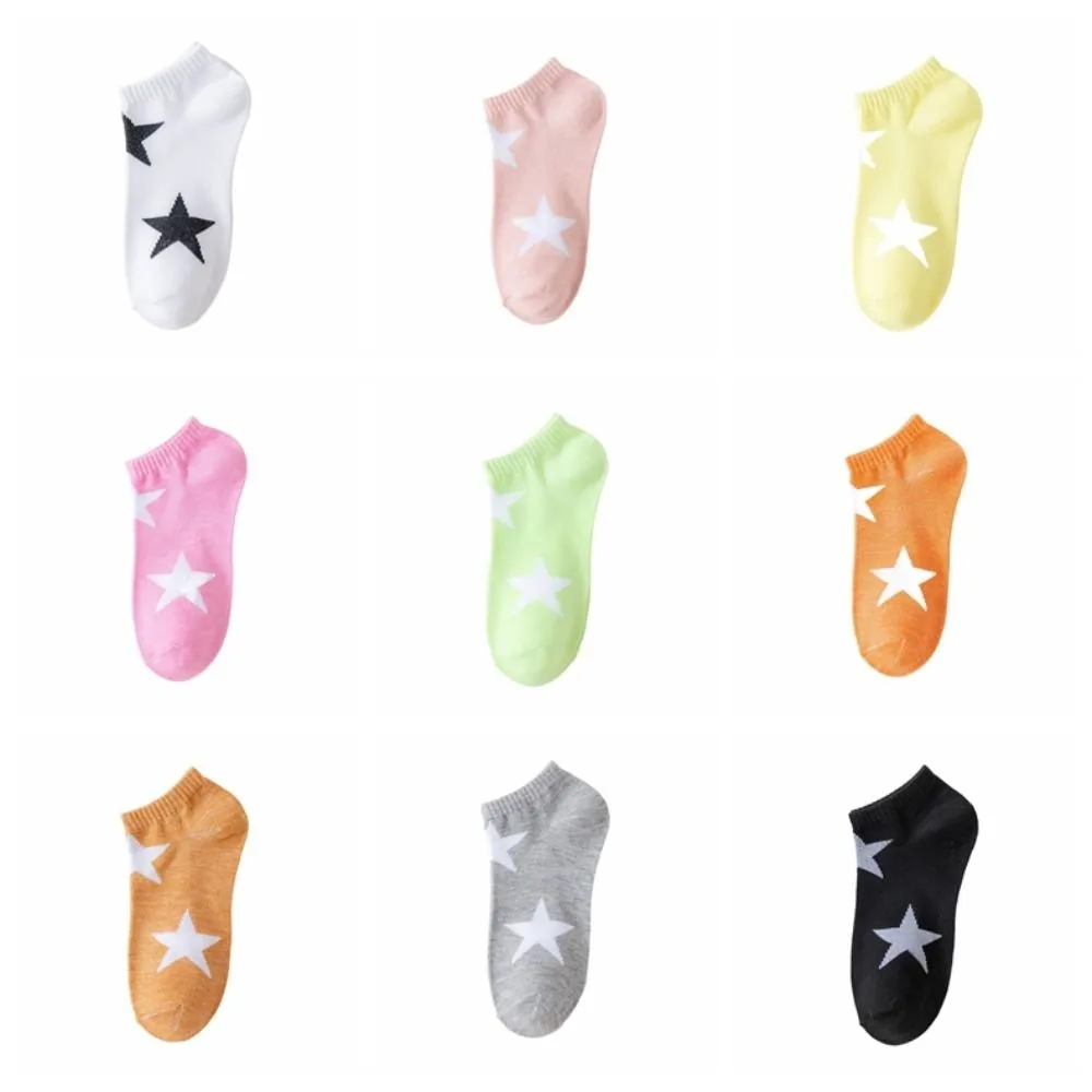 

10Pairs Cute Summer Y2K Star Short Socks Breathable Cotton Invisible Socks Hosiery Elastic Ankle Tube Socks Summer