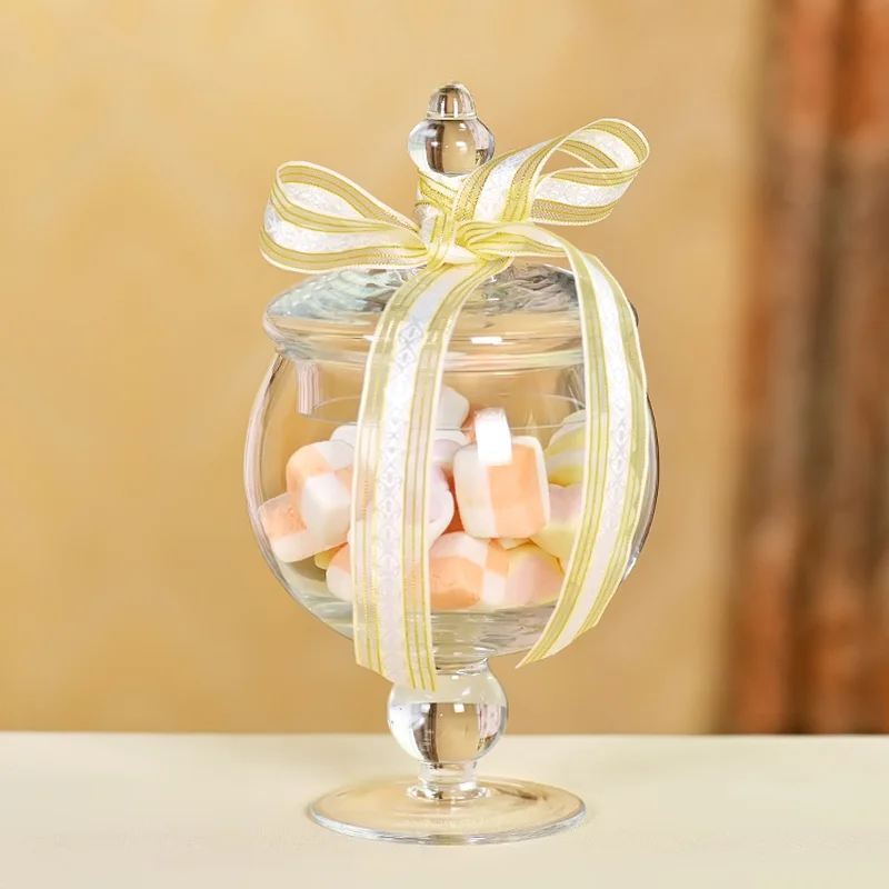 European-style Glass Candy Jar Transparent Storage with Lid Household Snack Home Decoration Ornaments