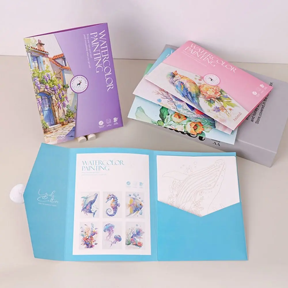 

Multicolor Waterpainting Painting Book Chinese Style with 12 Color Solid Pigment Coloring Book Animal Marine Animal Draw Book