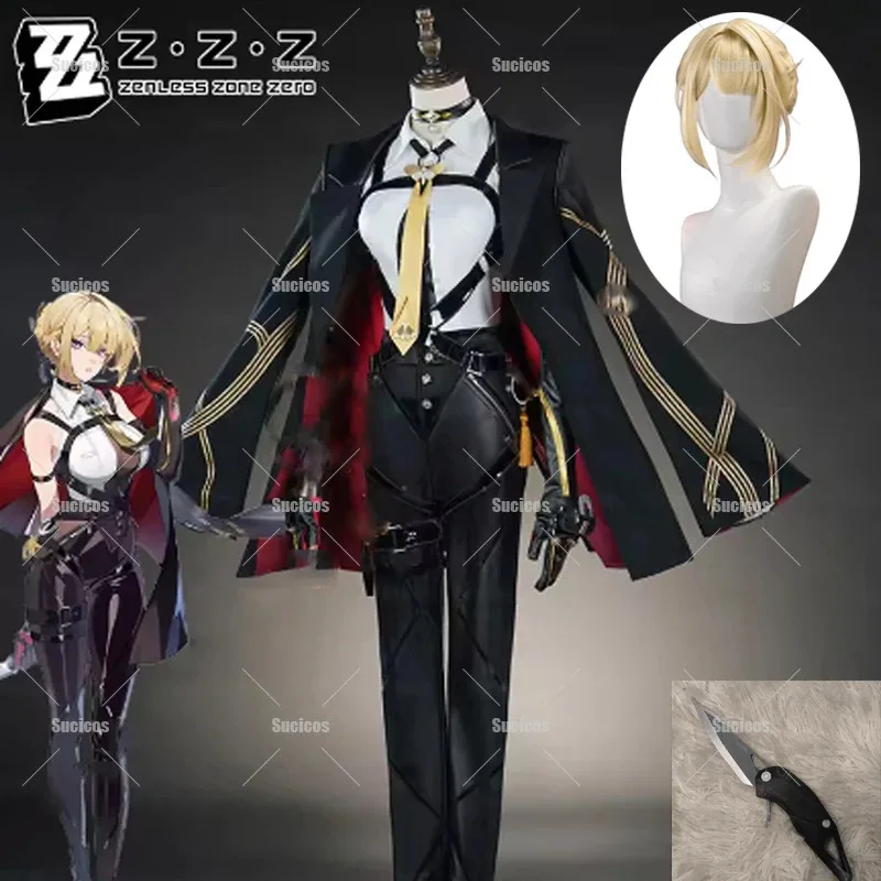 

Zenless Zone Zero Evelyn Chevalier Cosplay Costume Wig Uniform Jacket Headwear Earrings Women Girls Halloween Role Play Prop Cos