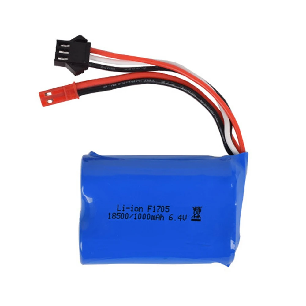 6.4V 1000mAh Li-ion Battery JST-2P Plug with Charger for wltoys A303 A313 A323 A333 1/12 RC Cars Boats Turcks toys parts 18500