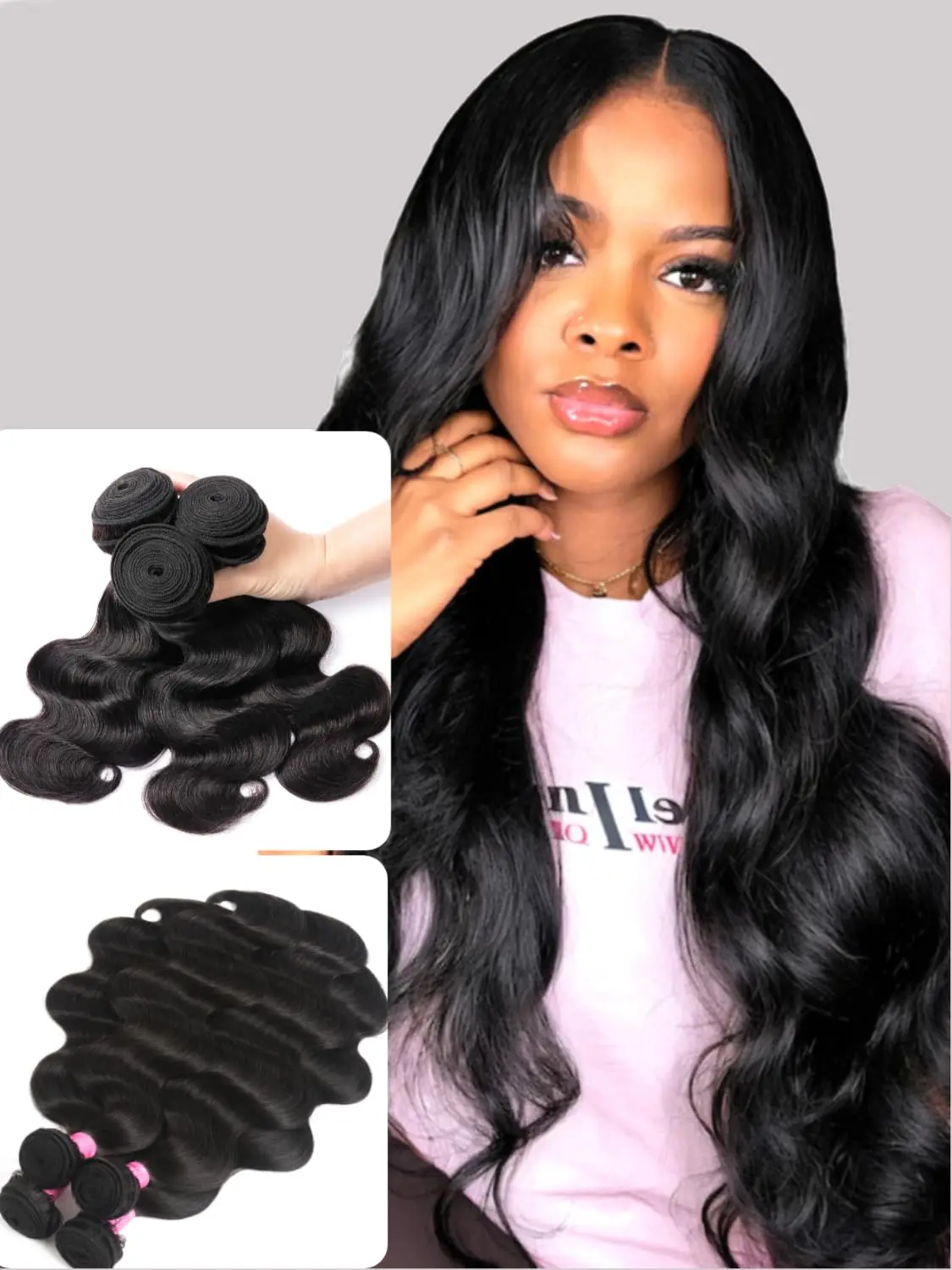 Human Hair Bundles 16 18 20 Inch Body Wave Bundles Human Hair 100% Unprocessed Extensions Natural Black