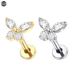 1Pc Titanium Labret Piercing Lip Stud Tragus Oorbel Oor Stud Kristal Zirkoon Vlinder Kraakbeen Helix Medusa Monroe Sieraden 16G