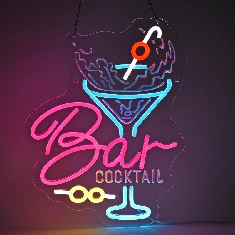 

XM Cocktail Bar Neon Sign Wall Decoration Man Cave Bar Pub Night Club Party Bistro Beverage Restaurant, USB Powered Dimmable