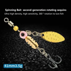 1pcs/lot Rotating Spinner Fishing Lure 3.5g/4.5g/7g/9g/12g Spoon Sequins Metal Hard Bait Wobblers Bass Pesca With Feather Hooks