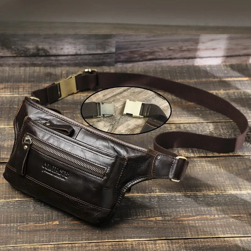 Cowhine multi-layer men's waist bag mobile phone storage large capacity senior men's chest bag