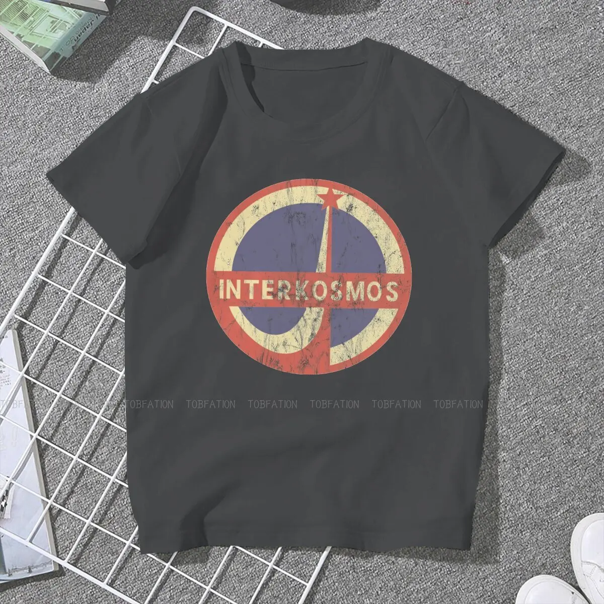 Interkosmos Space Program Logo  Women's T Shirt Russian USSR CCCP Ladies Tees Harajuku Cotton Tops Tshirt 4XL Loose Hipster