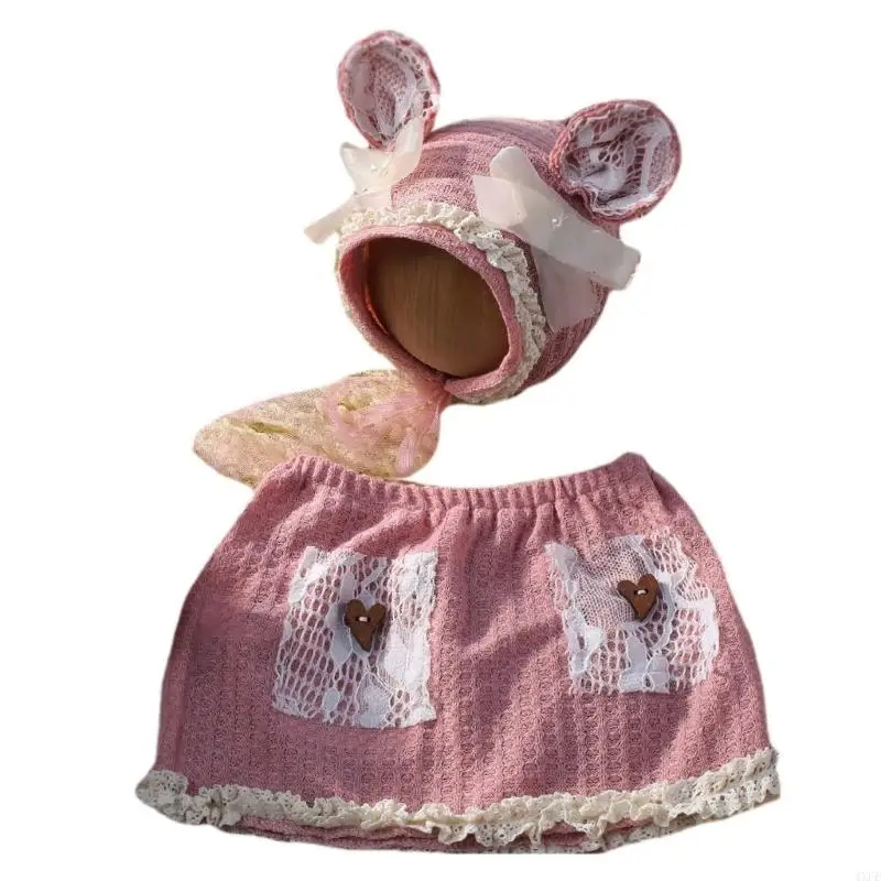 Skirt Bear Ear Bonnet Hat Outfit Photo Clothes Infant Photography Costume