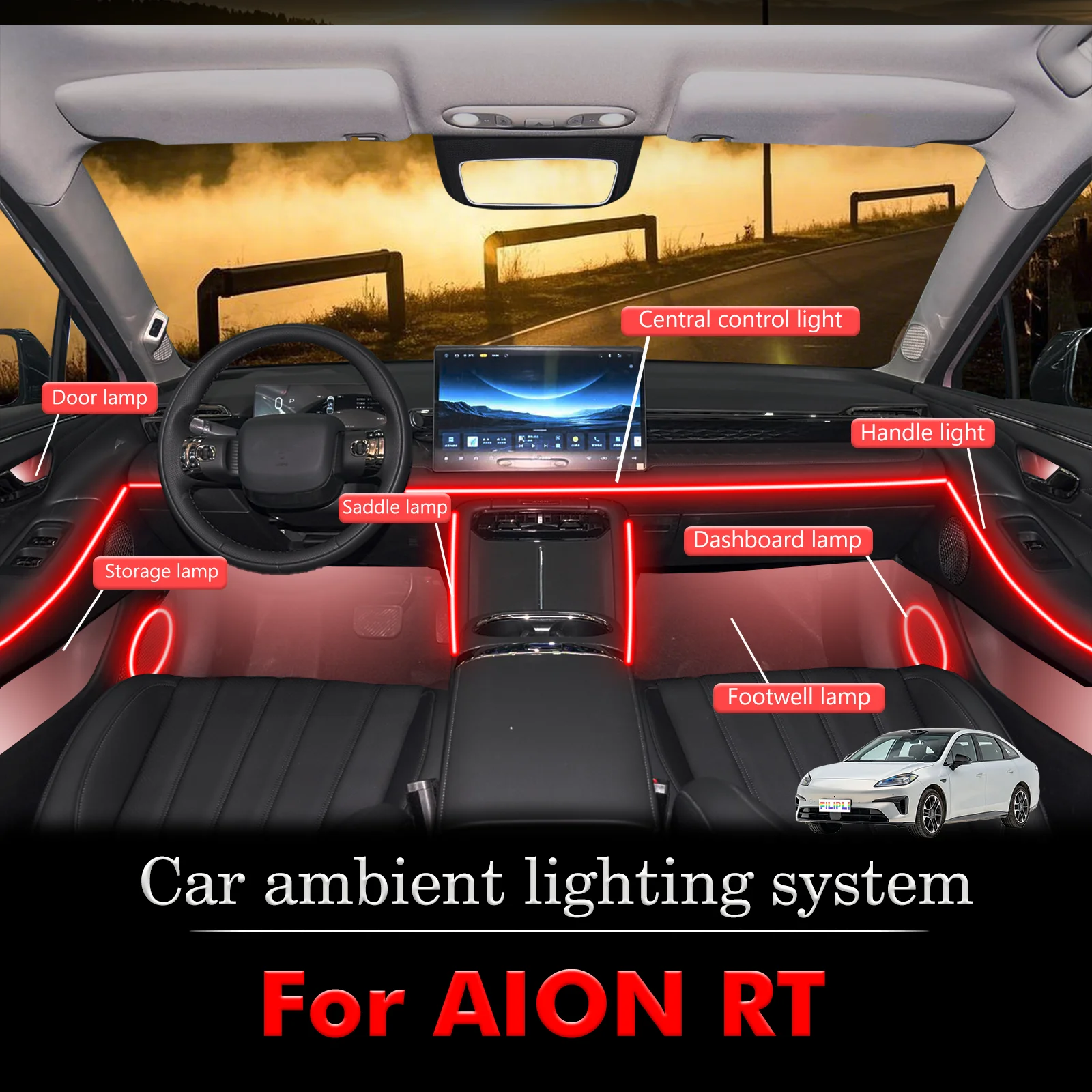 

For ALON RT Smart Remote Control Car Interior Ambient Light RGB 64 Colors LED Energy Saving Efficient Lamp Kit