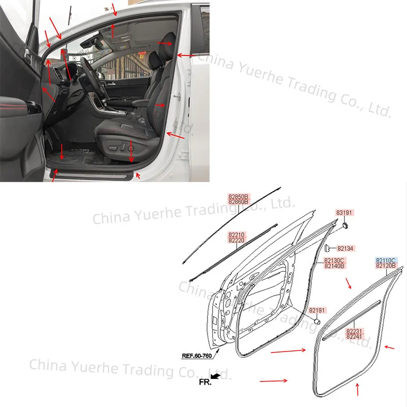 

1 шт., резиновый уплотнитель боковой двери, правая передняя дверь для kia sportage 2016 QLS 82120F1000