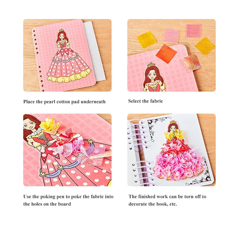 Drawing Dress-up Stickers Book DIY Paint Girls Toys Kid Art Poking Princess Handmade Educational Coloring Children Learning Gift