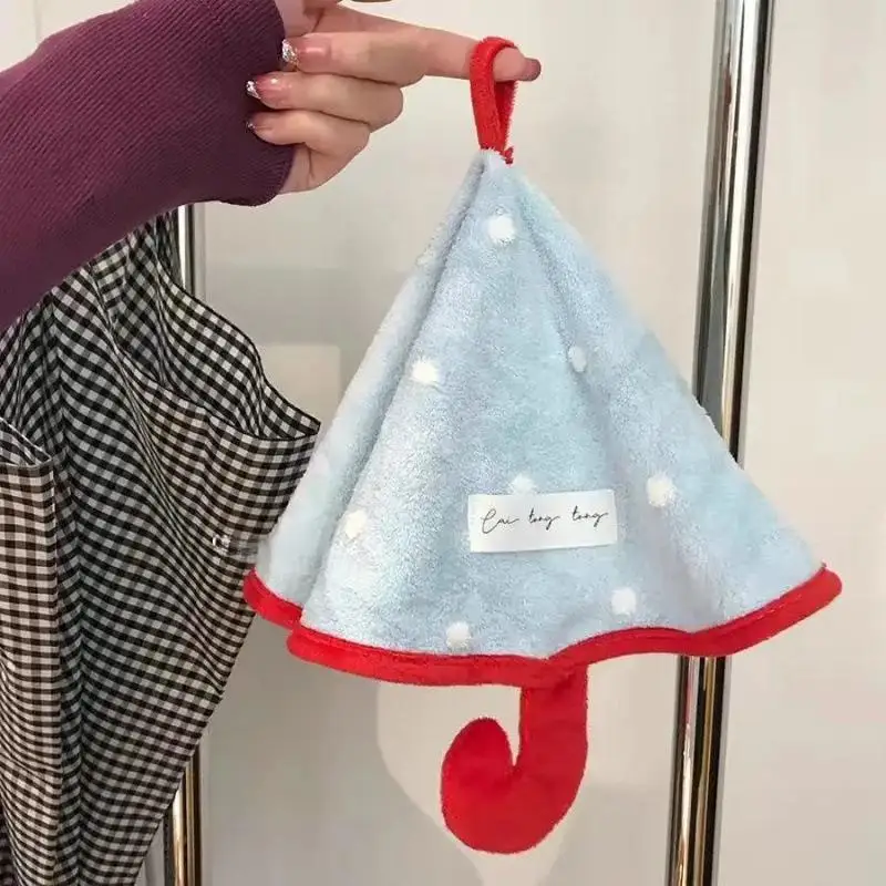 1PC Mini Umbrella-shaped Hand Towel, Cute Absorbent And Quick-drying Bathroom Towel, Thickened Coral Fleece Kitchen Handkerchief