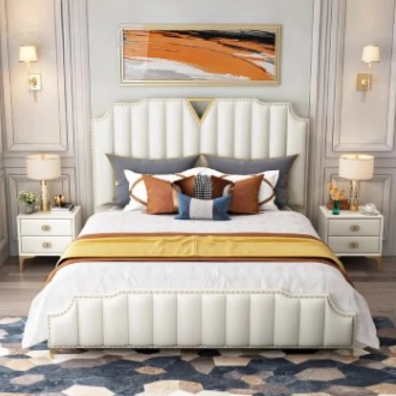 Headboard Frame Double Bed Luxury Pretty Queen Unique Living Room Double Bed Hotel Modern Cama Matrimonial Bedroom Furniture
