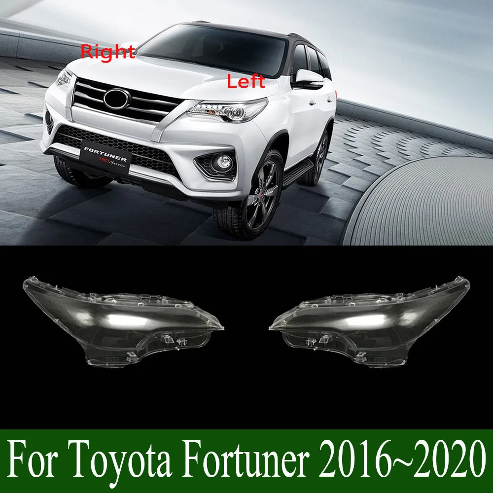 Para Toyota Fortuner 2016 ~ 2020 accesorios de coche pantalla transparente cubierta de faro pantalla de lámpara lente de carcasa de faro plexiglás