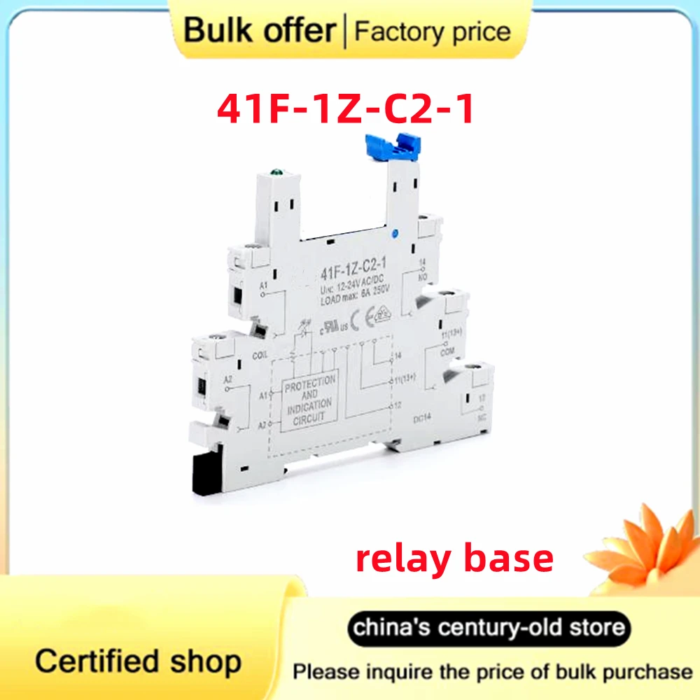 10PCS/Lot original HF41F-5-HST HF41F-12-HST HF41F-24-HST 4PIN HF41F5V 12V 24V-ZST 5PIN 6A Power relay 41F-1Z-C2-1 relay base