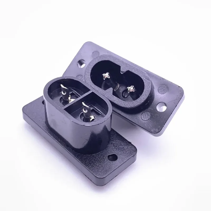 5Pcs black IEC320 C8 Black 2 Terminal Power Plug Inlet Socket AC 250V 2.5A Switch socket connector