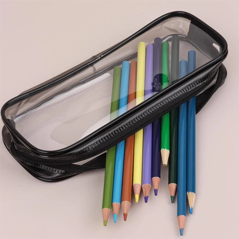 1PC New Transparent Zipper Pencil Case Pen Bag Cosmetic Makeup Pouch Sundries Organizers Stationery Gifts School Supplies