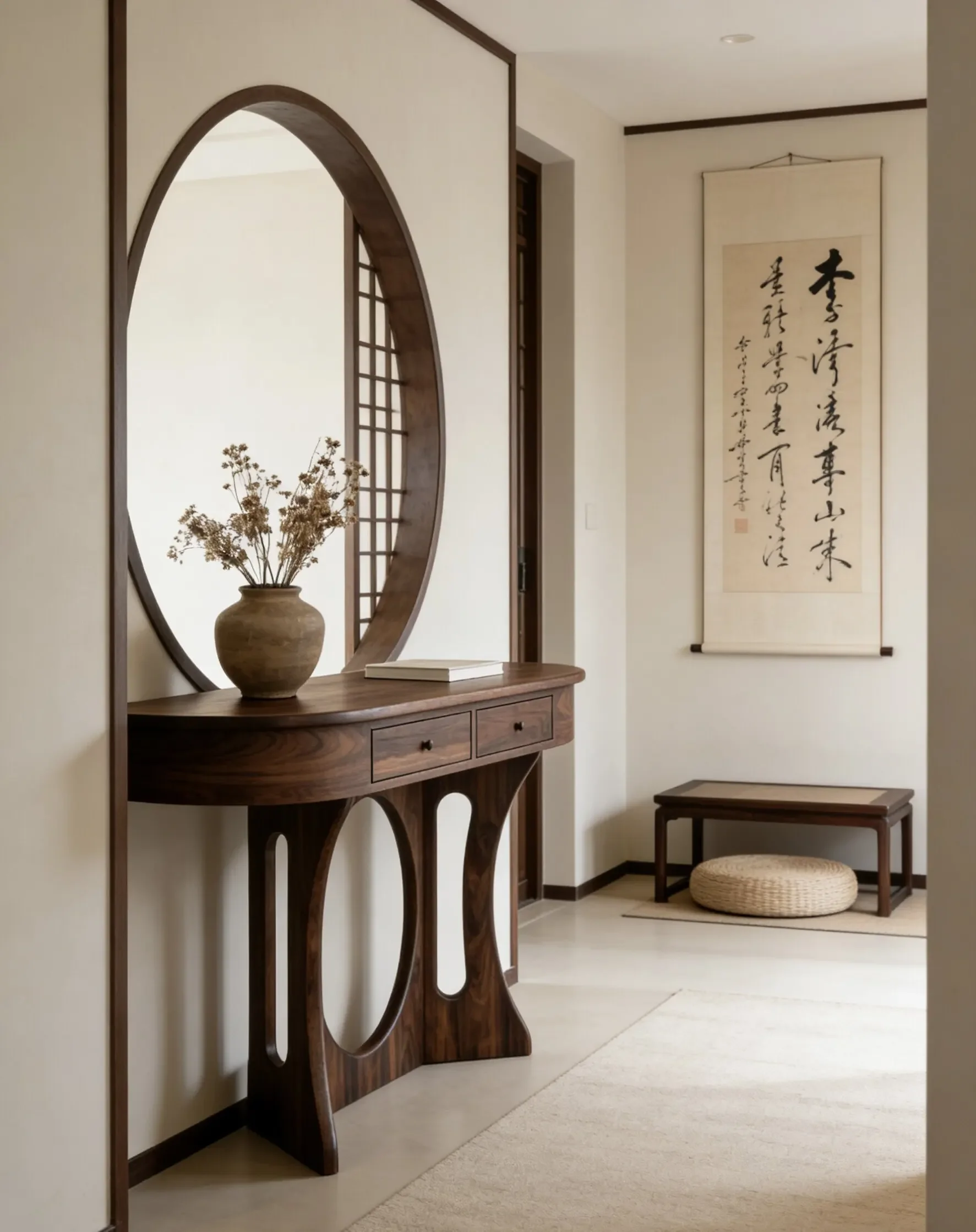 Q Zen with pumping against the wall End View Platform New Chinese Solid Wood Strip