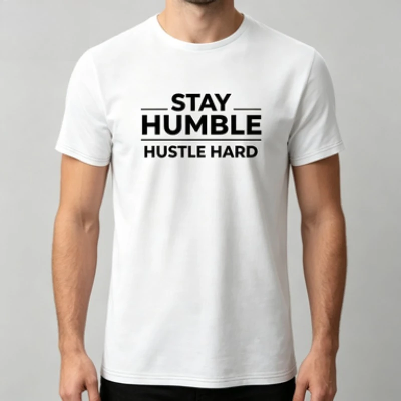 Men Cotton Slim Fit Crew Neck T Shirt Stay Humble Hustle Hard Inspirational Quote Graphic Casual Short Sleeve Tee