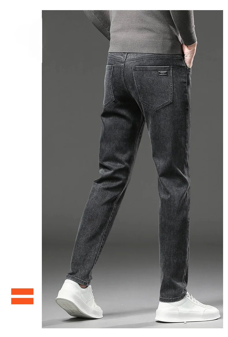Winter Fleece Dicke Warme Jeans männer Dünne Gerade Elastische Denim Hosen Casual Männliche Kleidung Mode Plüsch Hosen – Detail 9