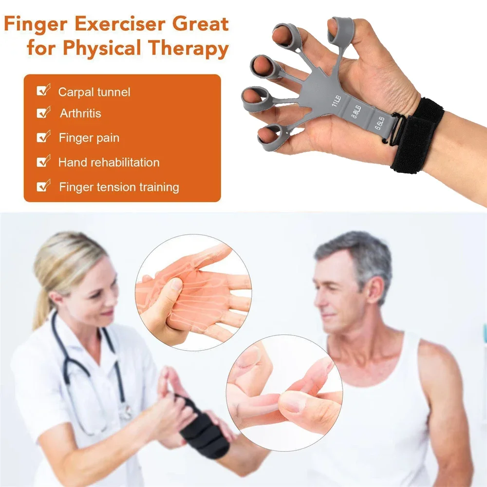 Silikon-Griffstärker mit 5 Fingern – Handrehabilitationsübungsgerät zur Verbesserung der Finger-/Handgelenktherapie und Aderzirkulation – Detail 1