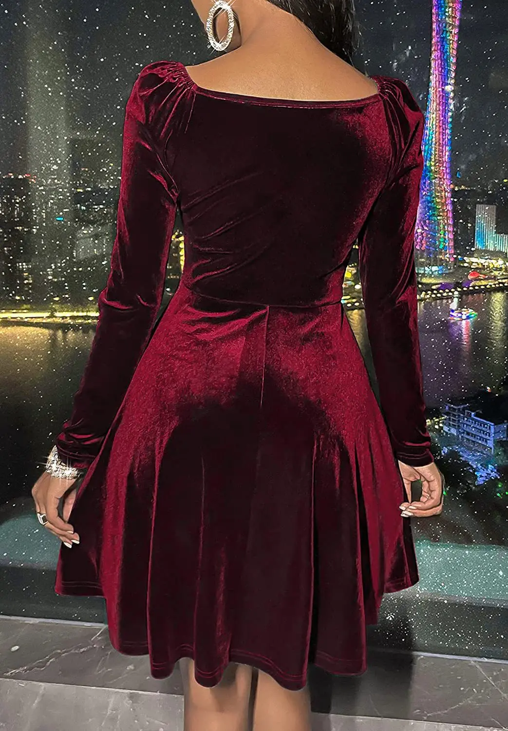 Women's 2025 Spring Autumn Long Sleeve Sexy Deep V Neck Holiday Dress Fashion Slim Elegant Long Christmas Party Dress