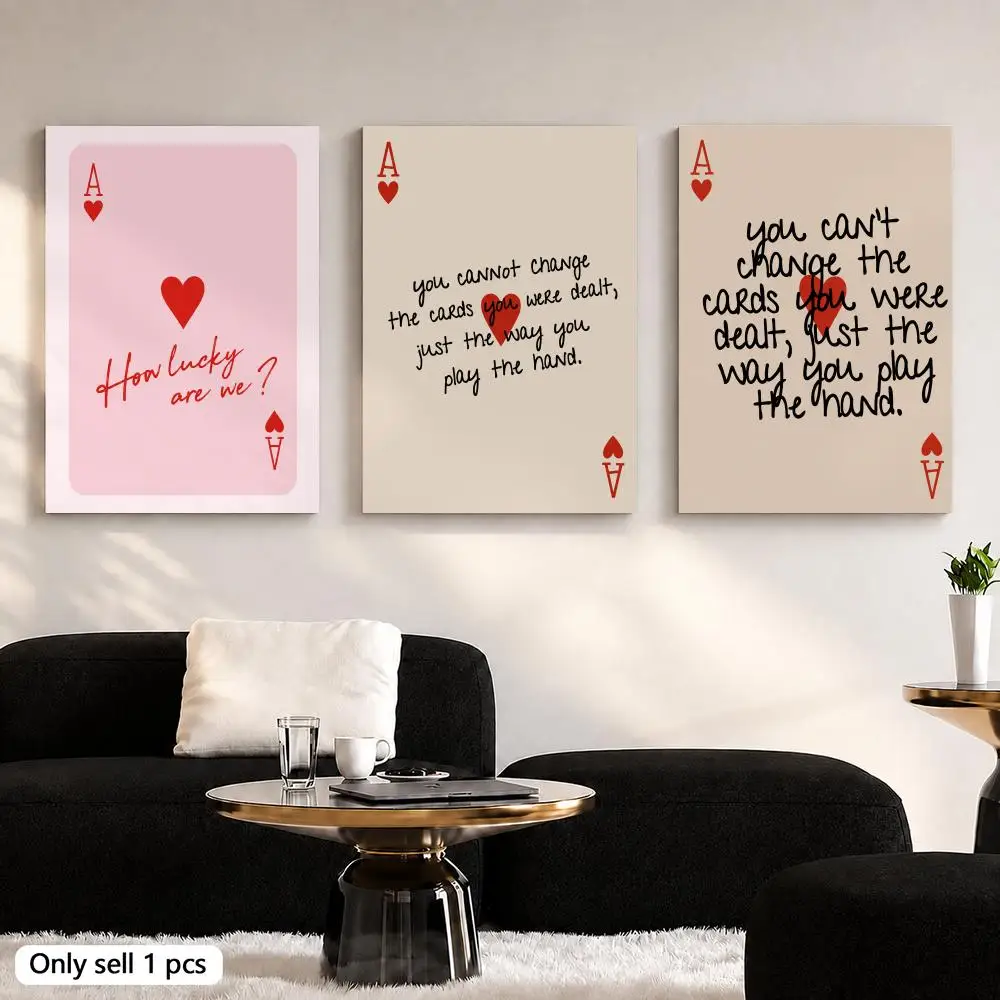 Ace Card Positive Sayings Framed Wall Painting Ready to Hang Canvas Art Poster for Living Room Bedroom Home Decor Decals