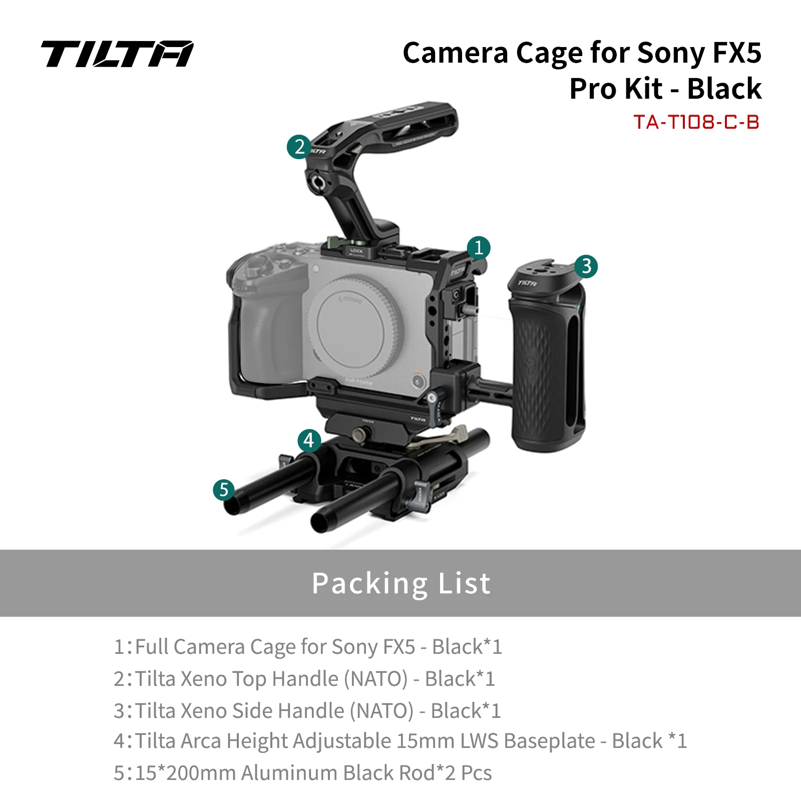 PRE-SALE TILTA voor Sony FX5 Full Camera Cage FX5 Camera Cage Pro Kit met Top Handle Xeno Side Handle PD V-Mount Batterijplaat