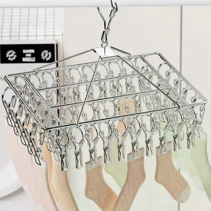 Steel Windproof Clothespin Laundry Hanger Clothesline Dryer Bra Towel Rack Clothes Airer Peg Hook Drying Sock No Rust Firm view 3