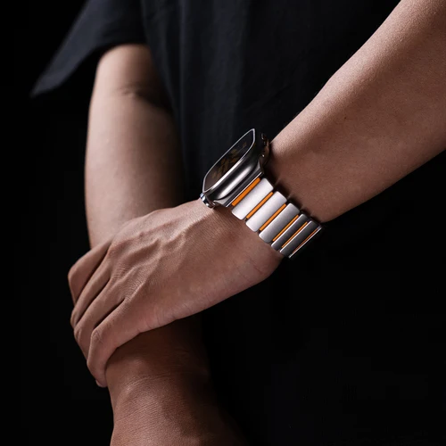 Imagen 2 del producto Correa de acero inoxidable para hombre para Apple Watch Ultra 3, 49mm, 46mm, 45mm y 44mm, pulsera de Metal de lujo para Iwatch 11 10 9 8 7 5 6 SE3