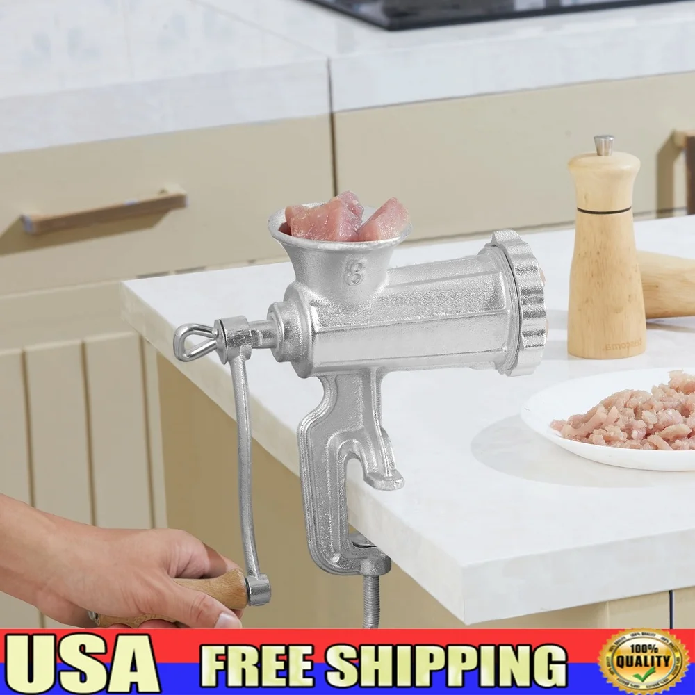 

Heavy Duty Cast Iron Manual Meat Grinder with Steel Table Clamp Precision Cutting Easy Cleaning Accessories Versatile Ingredient