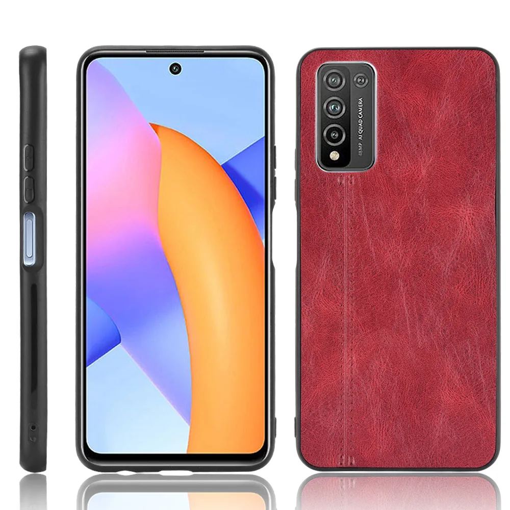 Honor 10X Lite Case Honor 10X Lite Suture Calfskin Soft Edge PU Leather Hard Phone Back Cover For Huawei Honor10X Lite Case