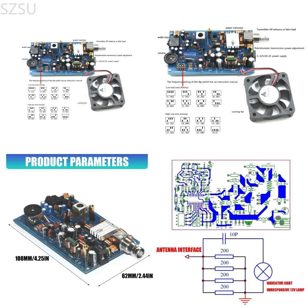 

SZSU FM Radio Transmitter With 14 Presets Frequencies For High Quality Stereo Sound Transmission Up To 3000Meters