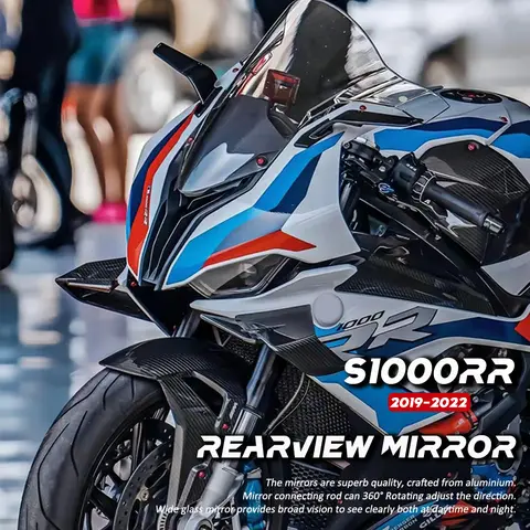 BMW S1000 RR S 1000 RR S1000RR s1000rr 2019-2024 윈드 윙 오토바이 LED 라이트가있는 조정 가능한 회전 백미러
