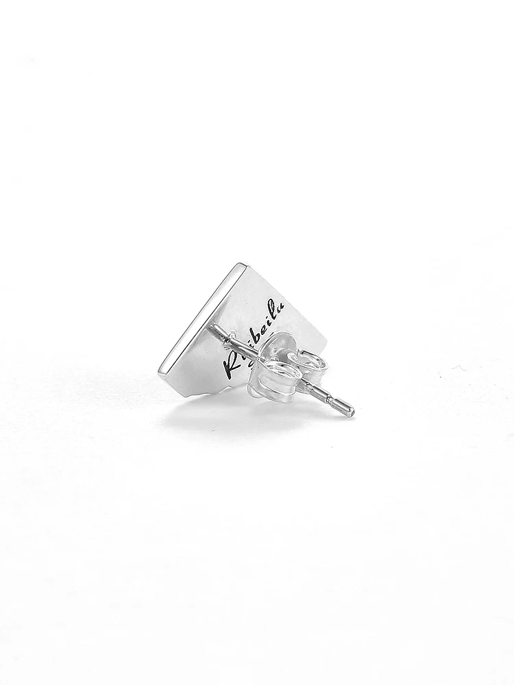 Ruibeila playing card Q/K stud earrings for men and women s925 Thai silver niche hip-hop personalized earrings single tide