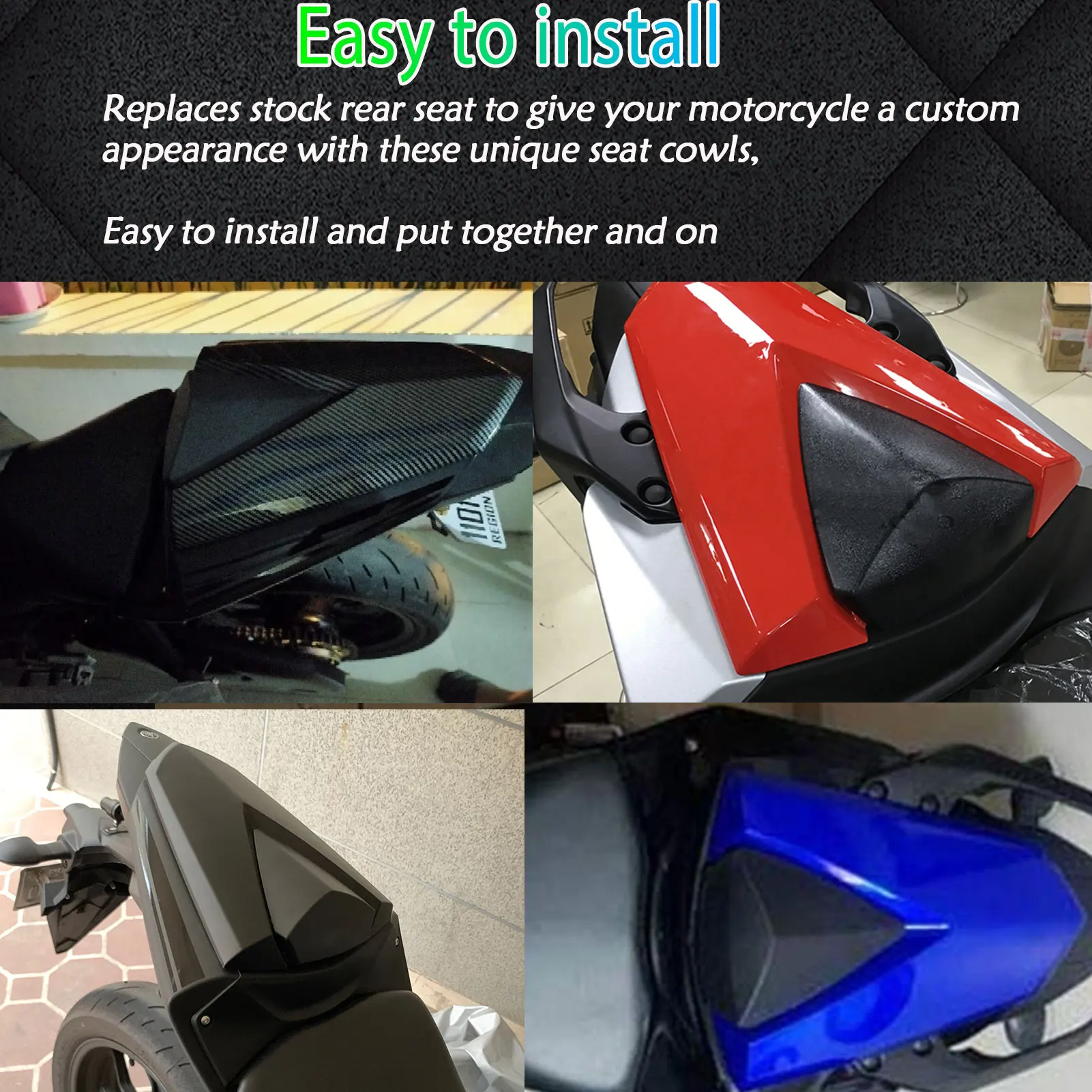 

For YZFR25 YZFR3 Rear Passenger Pillion Seat Cover For Yamaha YZF R3 R25 2015-2023 Motorcycle Fairing Cowl MT03 MT25 Accessories