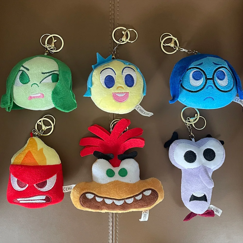 Inside Out 2 Plush Toy Keychain Pendant Anime Joy Sadness Anger Fear Disgust Figures Couple Backpack Pendant Children's Gifts