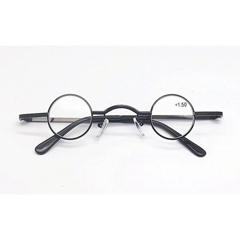 Vintage Mini Round Reading glasses 30mm Metal frame Retro Reader Clip-on Gold Silver Black