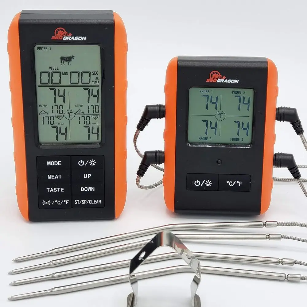 

4-Probe Digital Cooking Thermometer - Safe Kitchen Tool for Meat and Smoker Temperature Monitoring