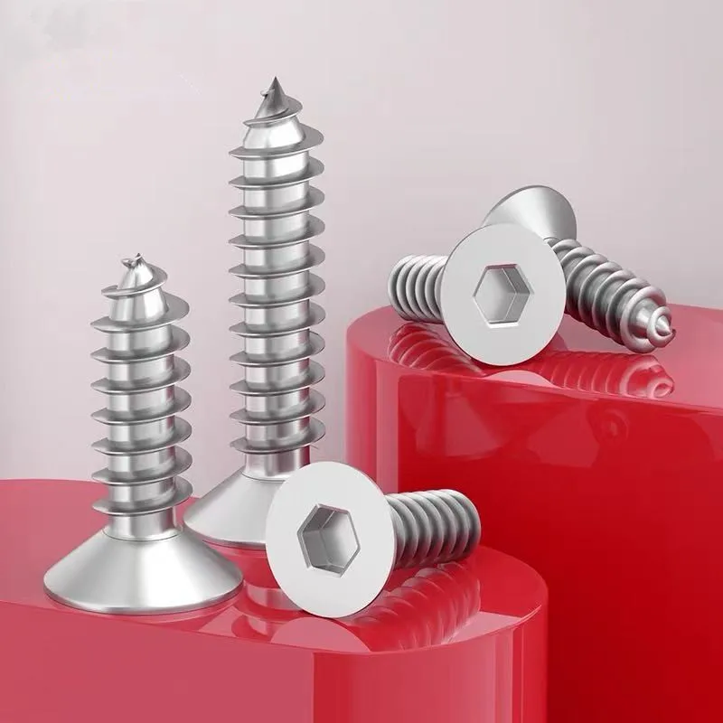 304 Stainless Steel Flat Countersunk Allen Hexagon Hex Socket Self-tapping Wood Screw