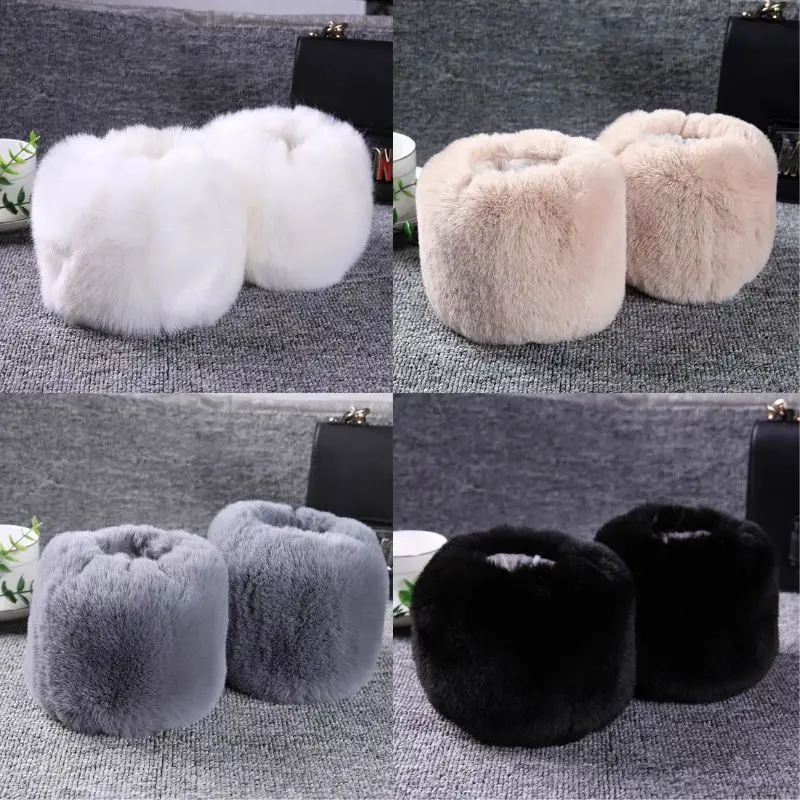 1Pair Faux Fur Plush Windproof Cuff Sleeve Winter Women Wrist Sleeves Wristband Women\'s Fashion Clothing Accessories Wrist Cuffs