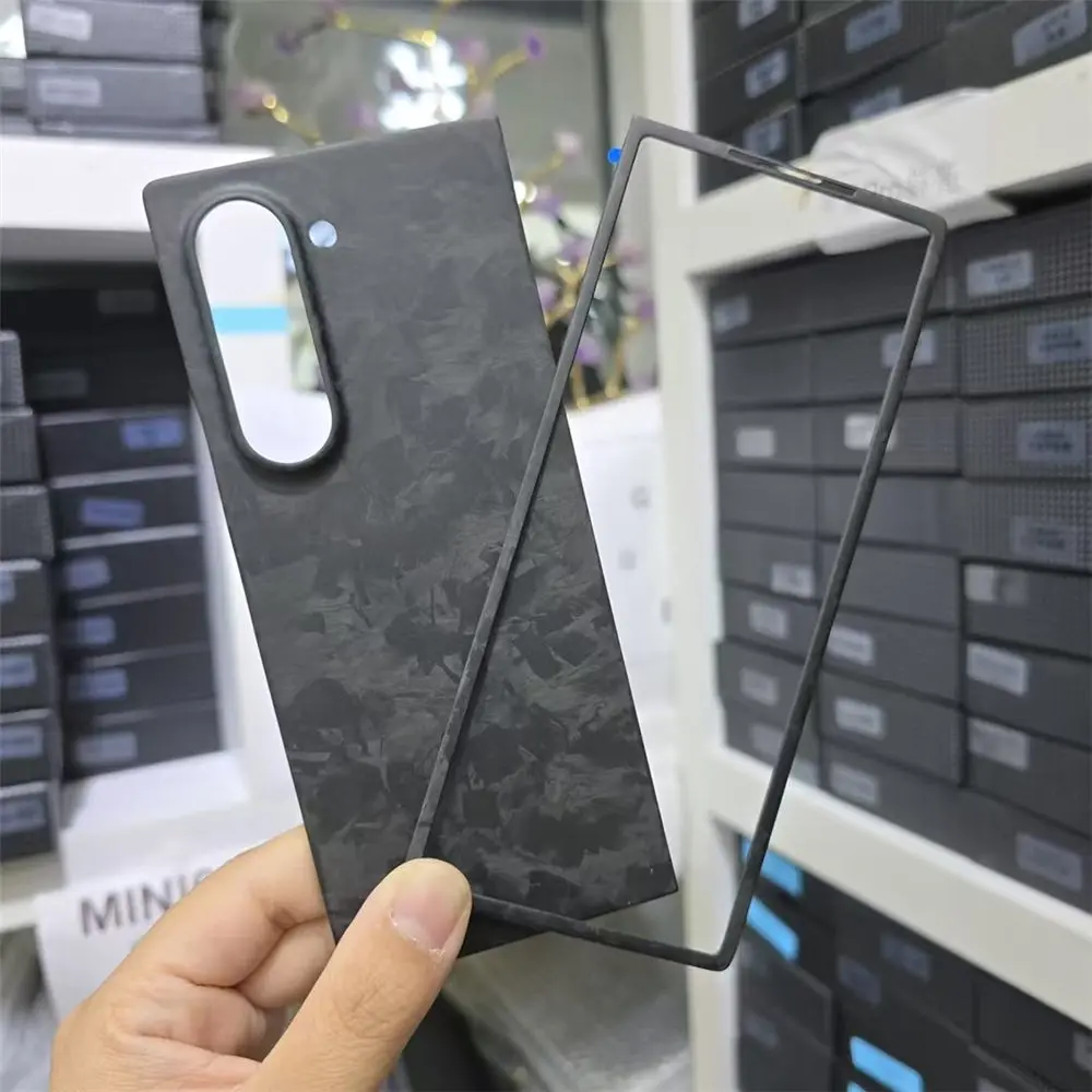 진짜 진짜 탄소 섬유 슬림 케이스, 삼성 갤럭시 Z 폴드 6 광택 매트, 불규칙한 단조 커버