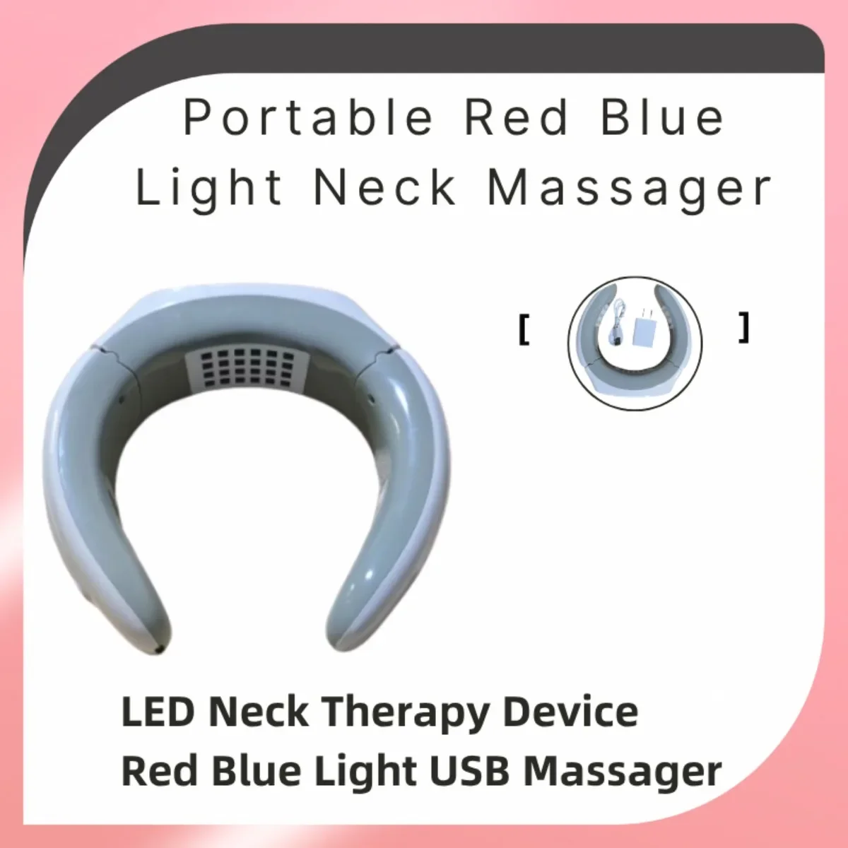 

Cervical Spondylosis Pain Relief Red Blue Light Therapy Neck Massager Device USB Muscle Relaxation