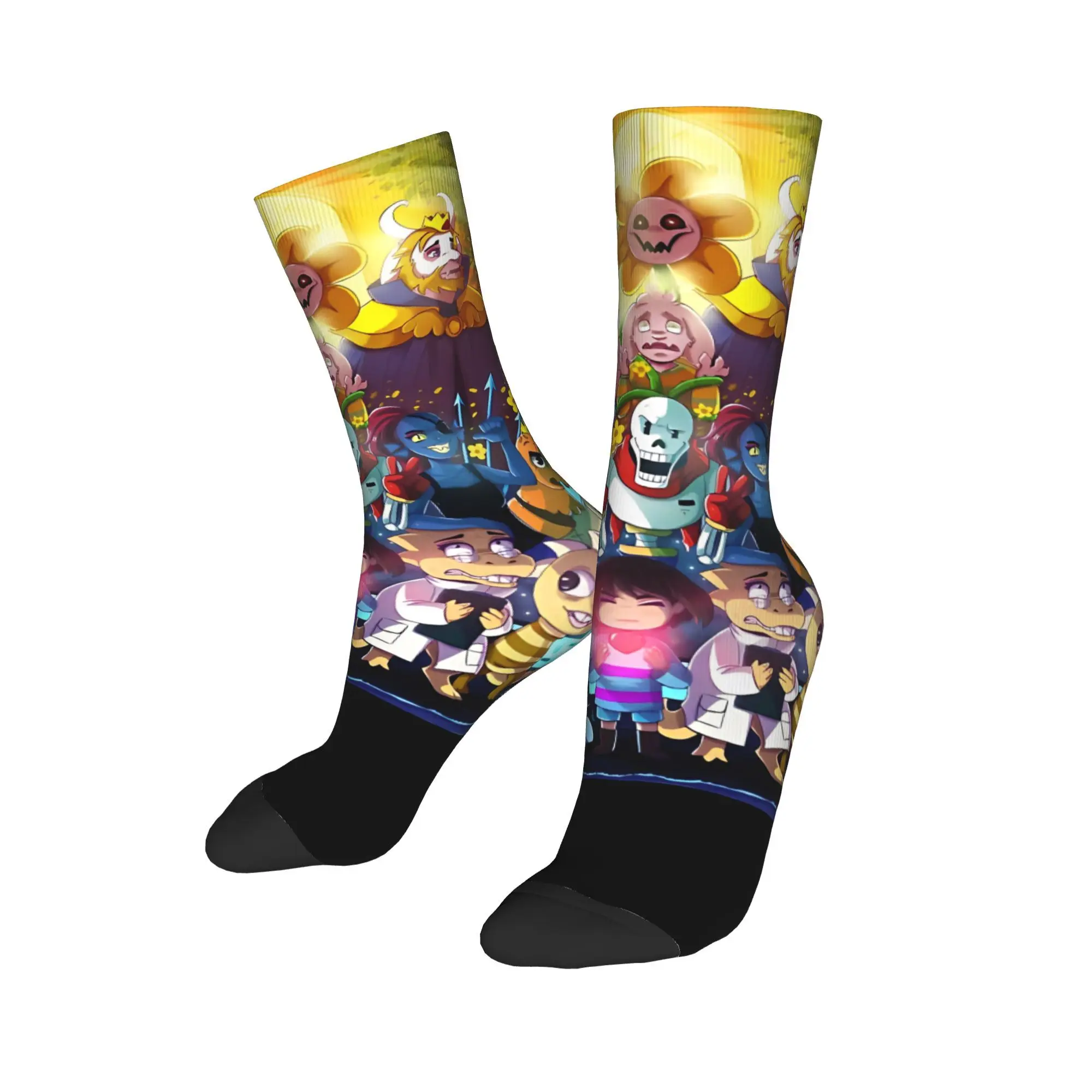 Men Women Undertale Gaming Socks Non-slip Casual Cartoon Robot eEvil Sunflower Socks Best Gift Idea